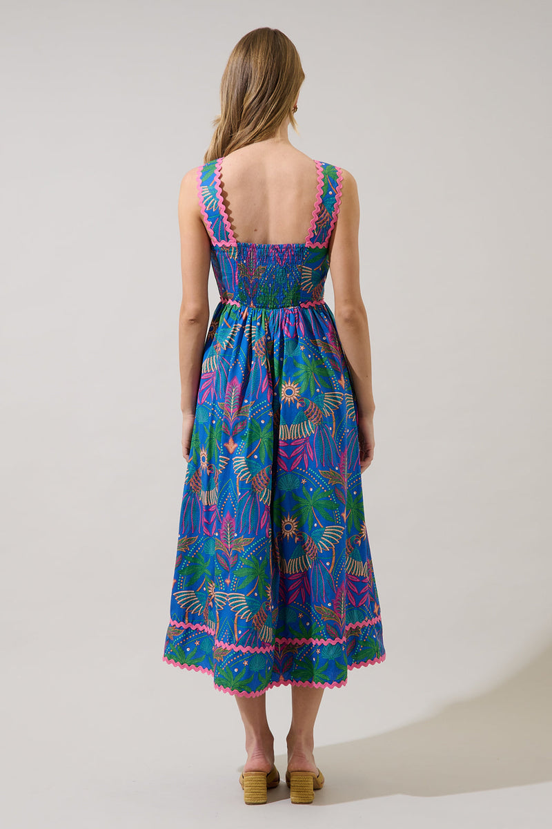 Rulley Pleated Midi Dress Yori Tropical – Sugarlips