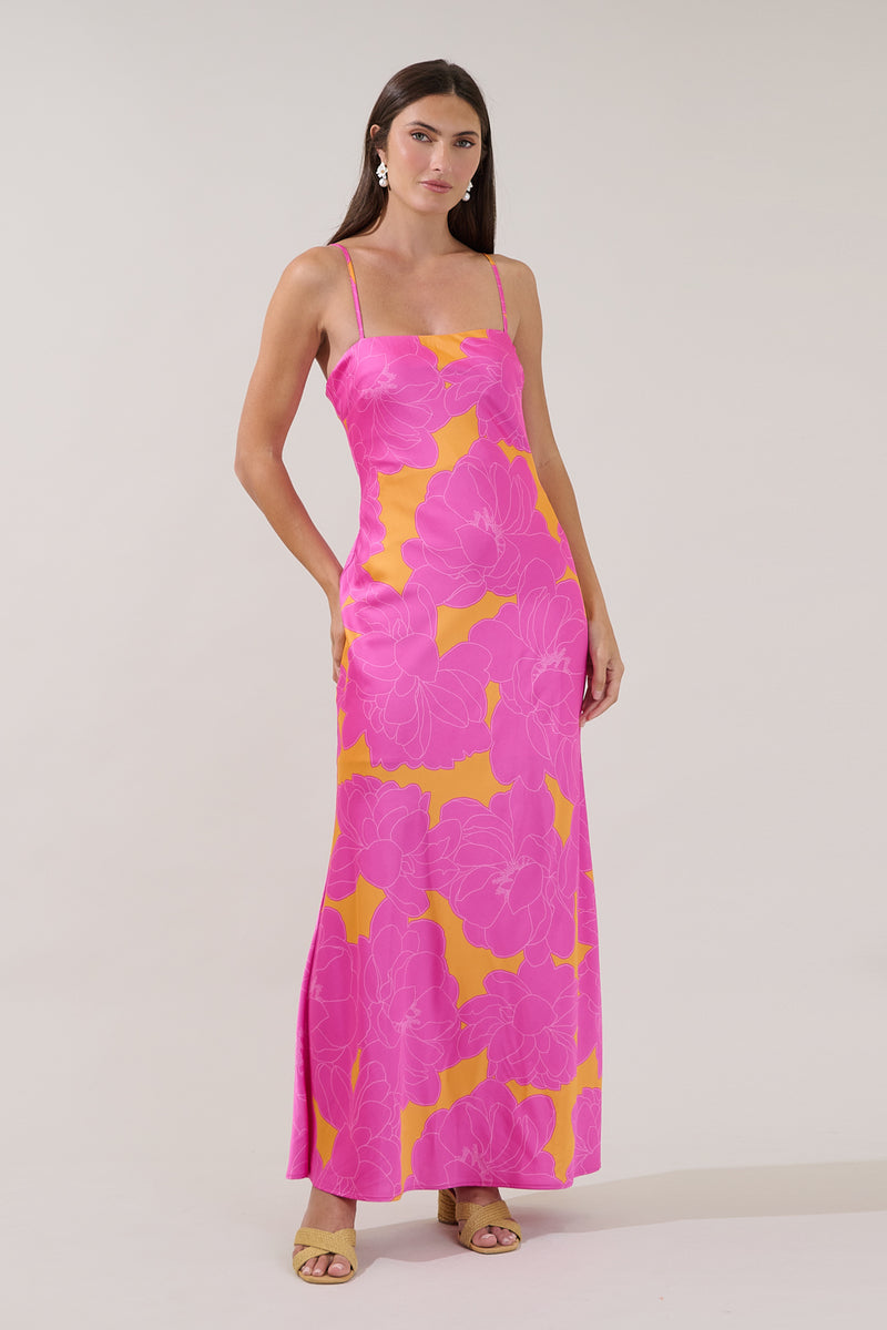 別注C/NサテンダブルロングCT Color Blue green SizeL Morgany Floral Tirza Maxi Dress – Sugarlips
