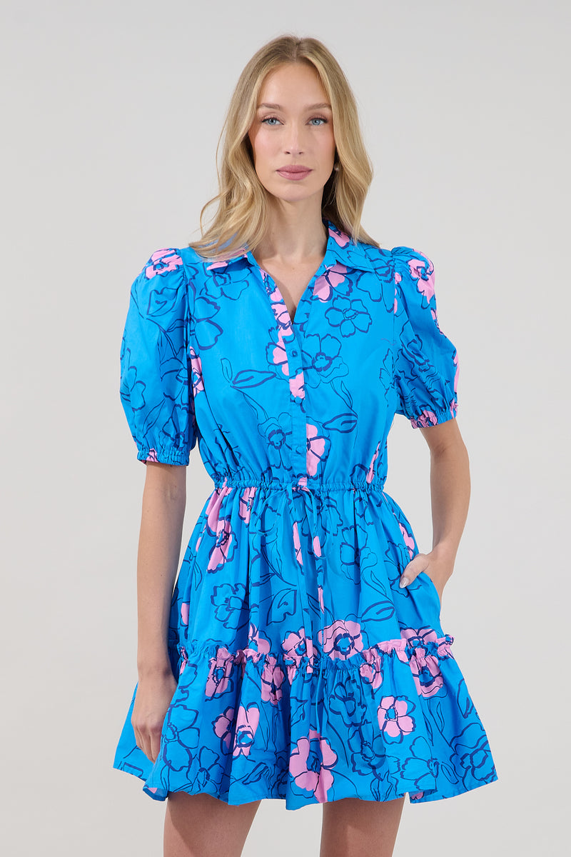 Stacie Button Down Mini Dress Cosmic Poppy – Sugarlips