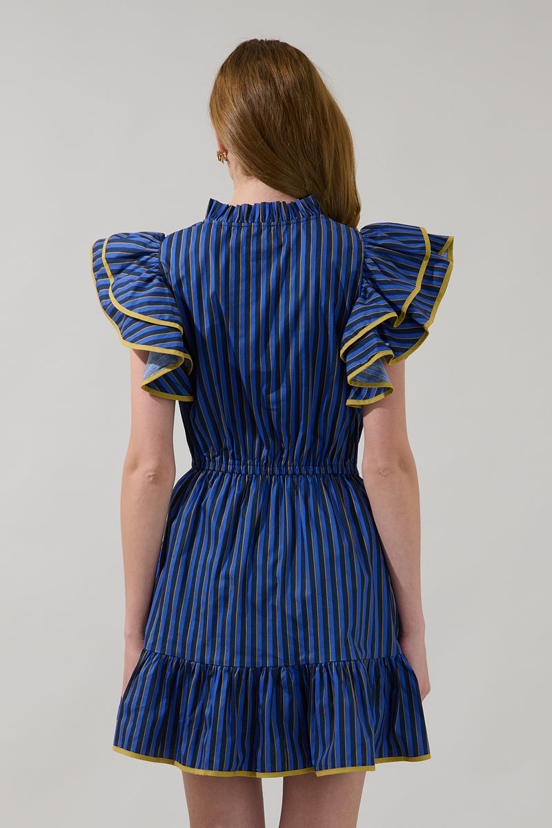Alina Ruffle Shift Mini Dress Stripe – Sugarlips