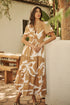 Hazel Abstract Palmer Poplin Tiered Maxi Dress