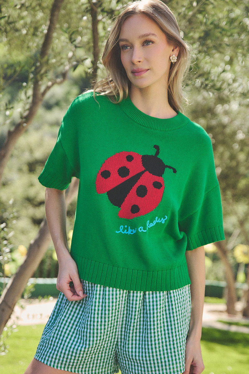 Ladybug Drop Shoulder Sweater Top – Sugarlips