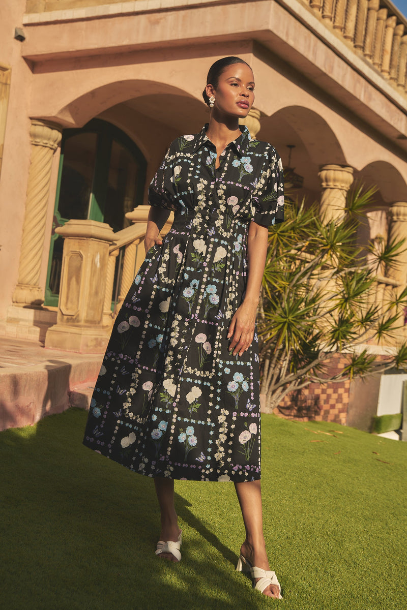Wilderra Pleated Midi Dress Trevis Floral – Sugarlips