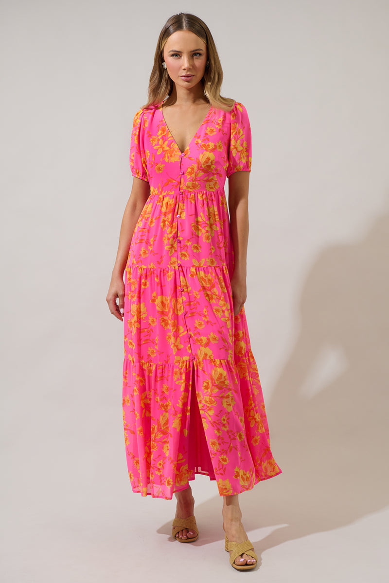 Hot Rod Floral Monaco Tiered Maxi Dress – Sugarlips