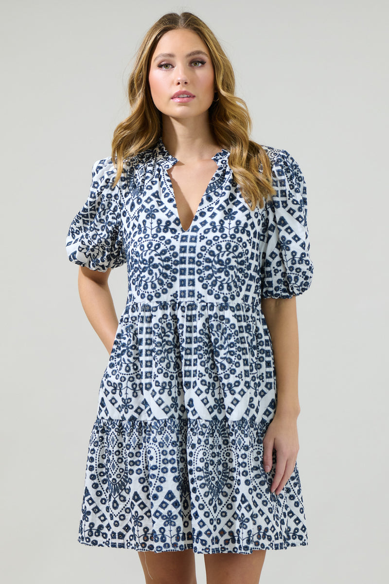 MABLE Eyelet Lace Babydoll Mini Cami Dress