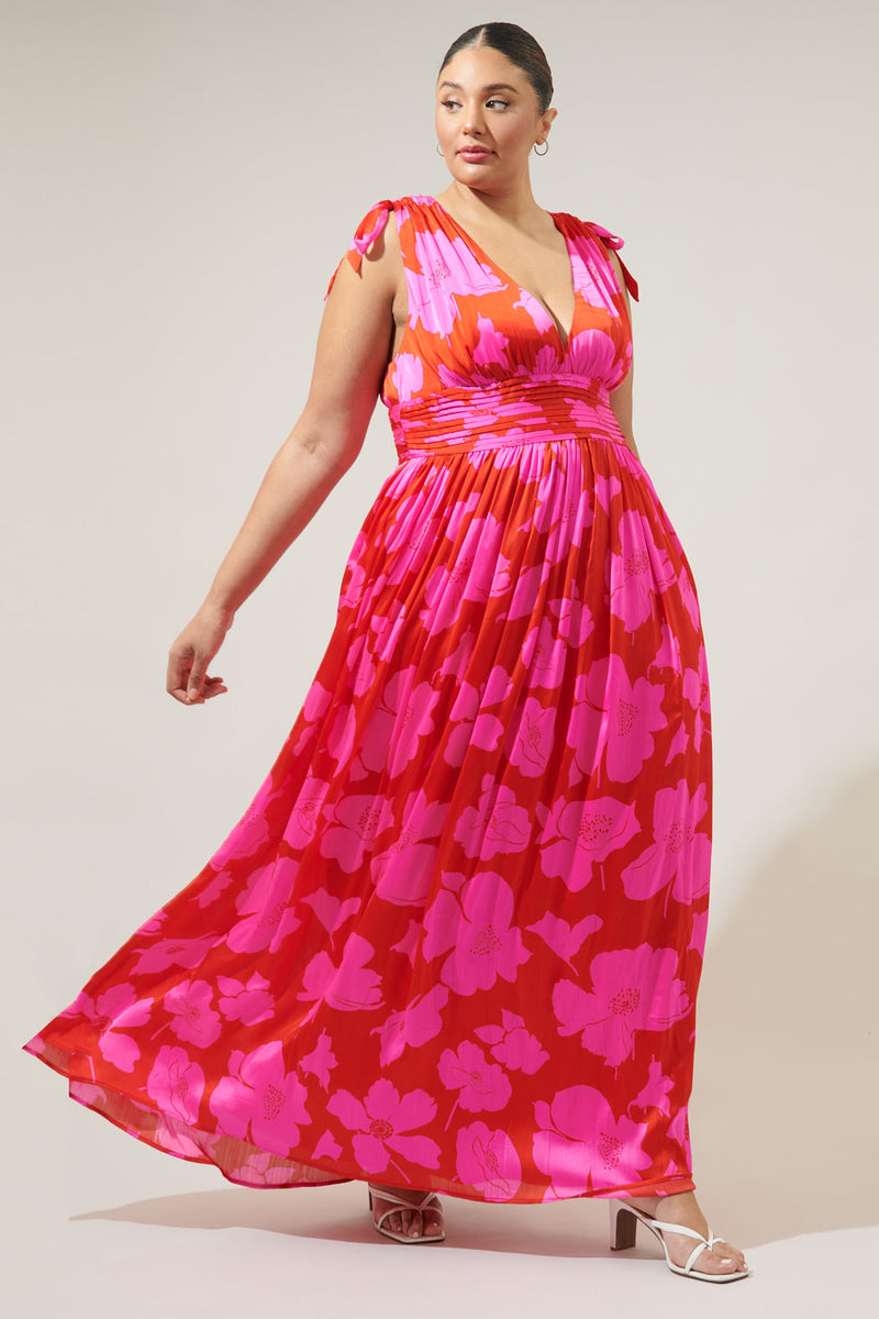 Caribbean Crush Descanso Pleated Maxi Dress Curve Sugarlips