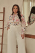 Wildheart Floral Etienne Tie Neck Long Sleeve Blouse Curve