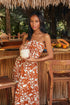 Marida Caramel Floral On the Low Pleated Tube Top