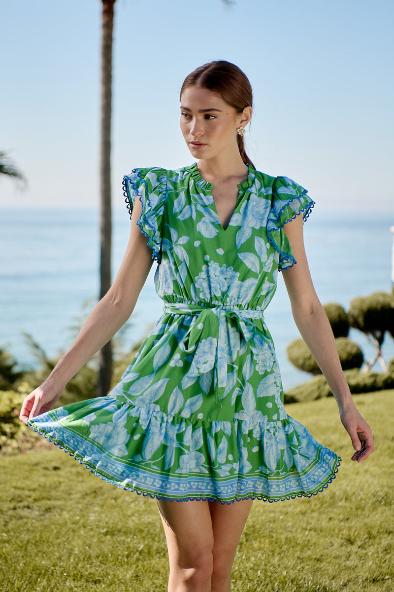 hyacinth house olive floral renee ruffle mini dress Verbena Floral Eriny Ruffle Mini Dress – Sugarlips