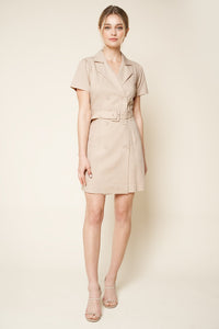 Action Now Belted Button Front Mini Dress
