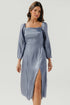 Dream Girl Square Neck Smocked Back Midi Dress