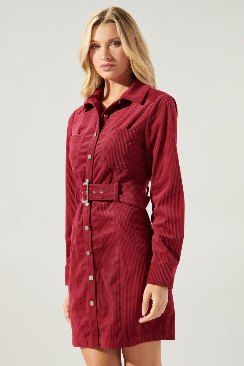 Merlot Corduroy Shirt Dress Sugarlips Merlot Corduroy Shirt Dress Sugarlips