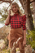 Woodland Plaid Drape Sleeve Top