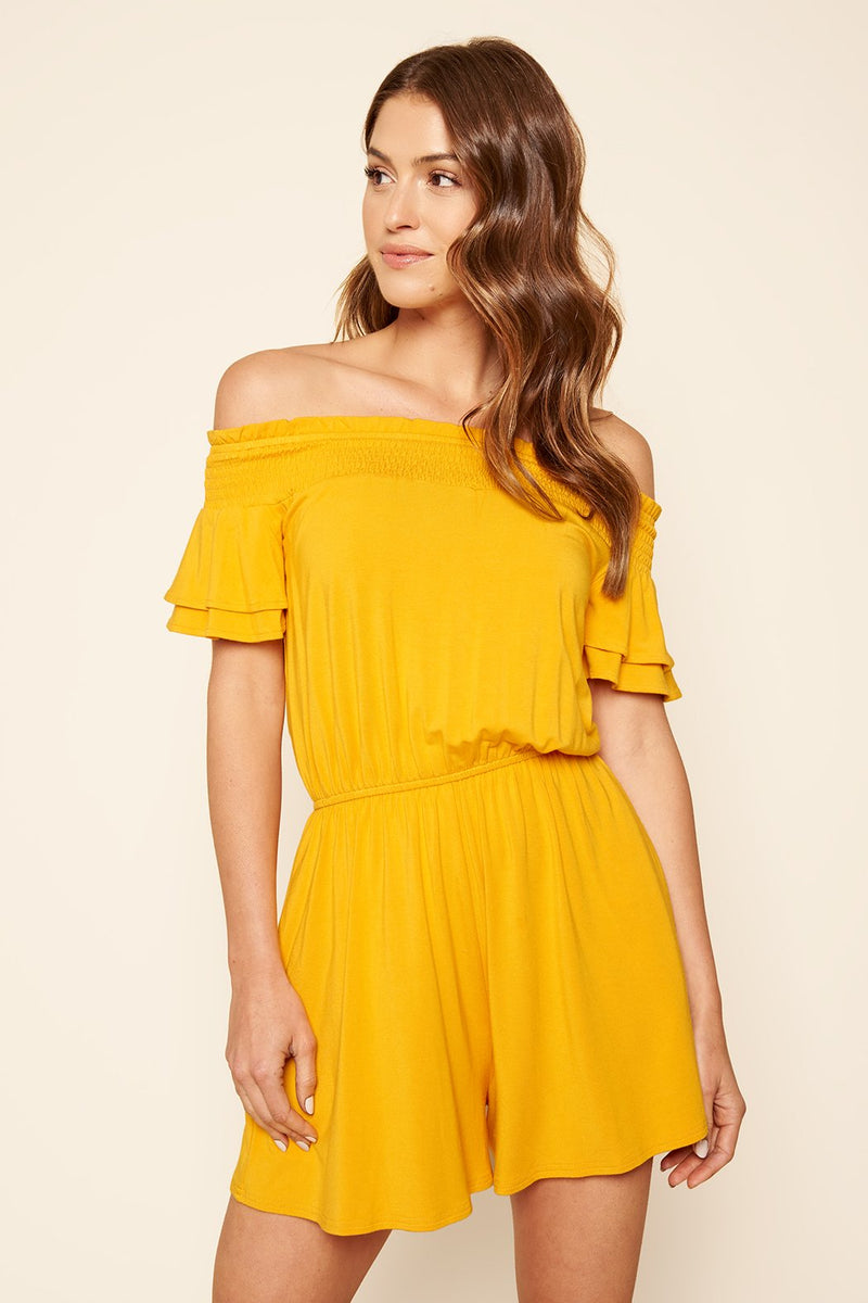 Yellow off cheap shoulder romper