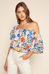 Ojai Floral Charmer One Shoulder Ruffle Top