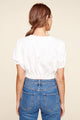 Deanna Dolman Puff Sleeve French Terry Knit Crop Top
