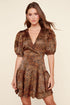 Leonna Animal Print Surplice Puff Sleeve Mini Dress