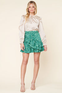 Gwendolyn Snake Print Ruffle Mini Skirt