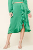 Samba Satin Ruffle Midi Skirt