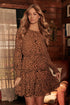 Lexa Leopard Bubble Sleeve Ruffle Mini Dress