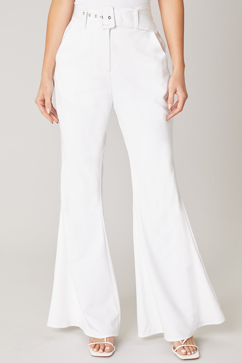 Buy Women's Slim Fit Formal Big Bell Bottom Pant White (M) at