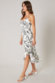 Another Day In Paradise Tropical Print Ruched Midi Dress