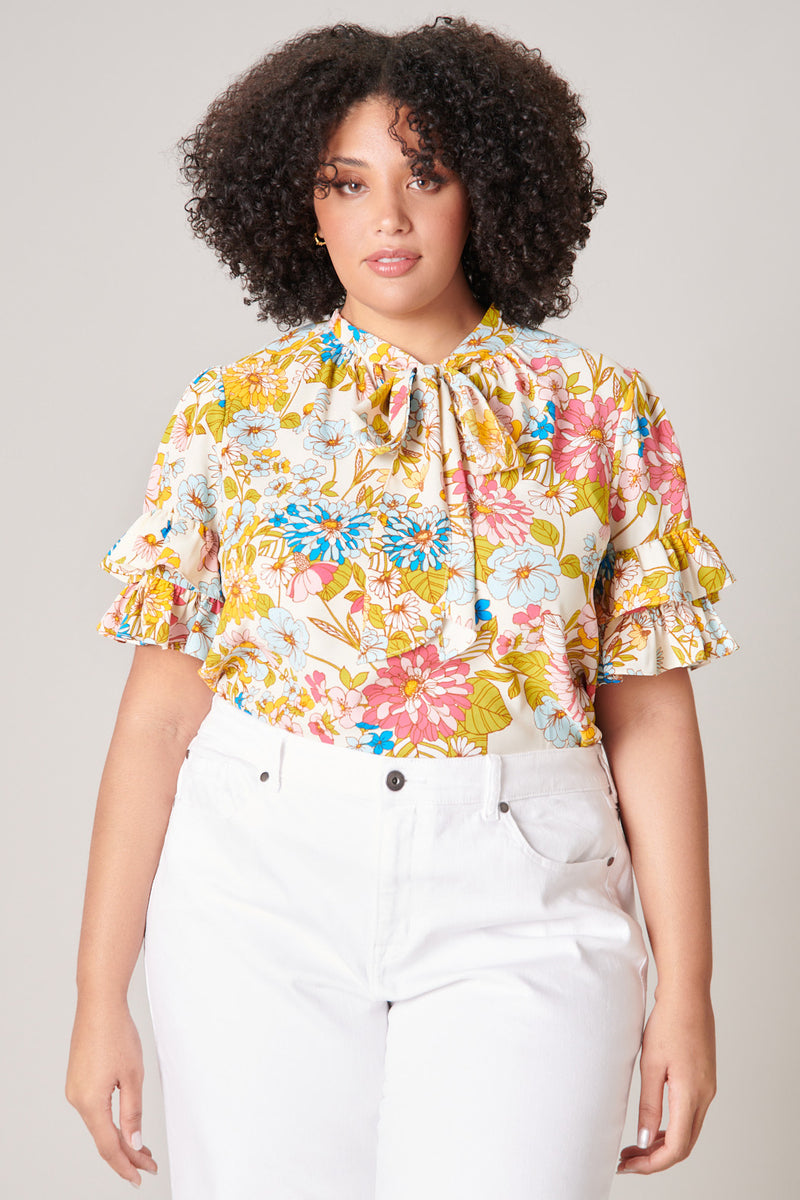 La Rochelle Tie Neck Bianca Blouse