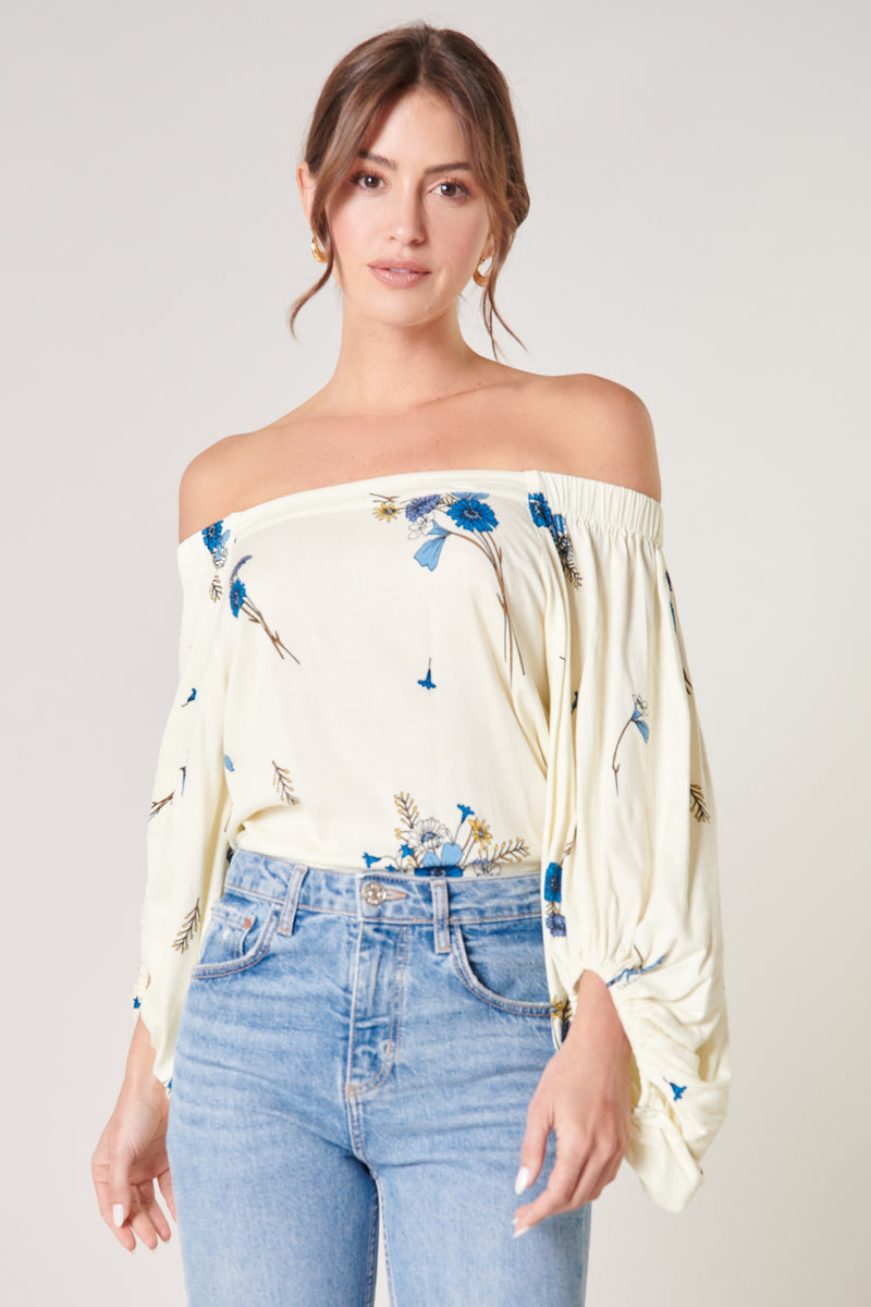 Fall for You Floral Off the Shoulder Balloon Sleeve Top – Sugarlips