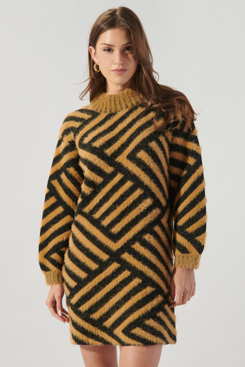 Tiller Eyelash Comb Pattern Sweater Dress Sugarlips