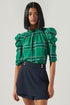 Woodland Jade Plaid Drape Sleeve Top