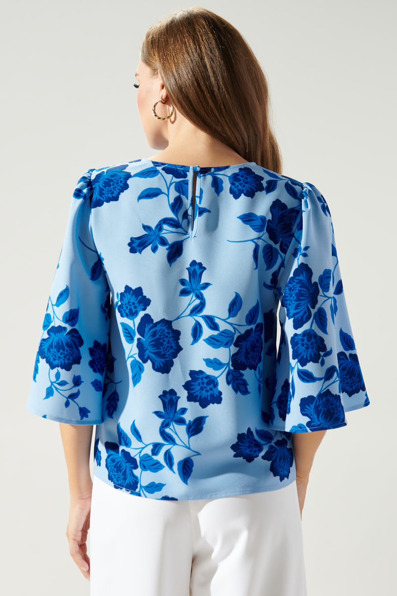 Skyline Floral Lital Flutter Sleeve Top – Sugarlips