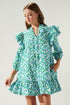 Turquatic Floral Sammy Ruffle Drop Waist Dress