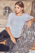 Carina Ruched Sleeve Sequin Top