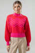 Zanie Chevron Mock Neck Cropped Sweater