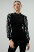 Supernova Velvet Mock Neck Sequin Balloon Sleeve Blouse