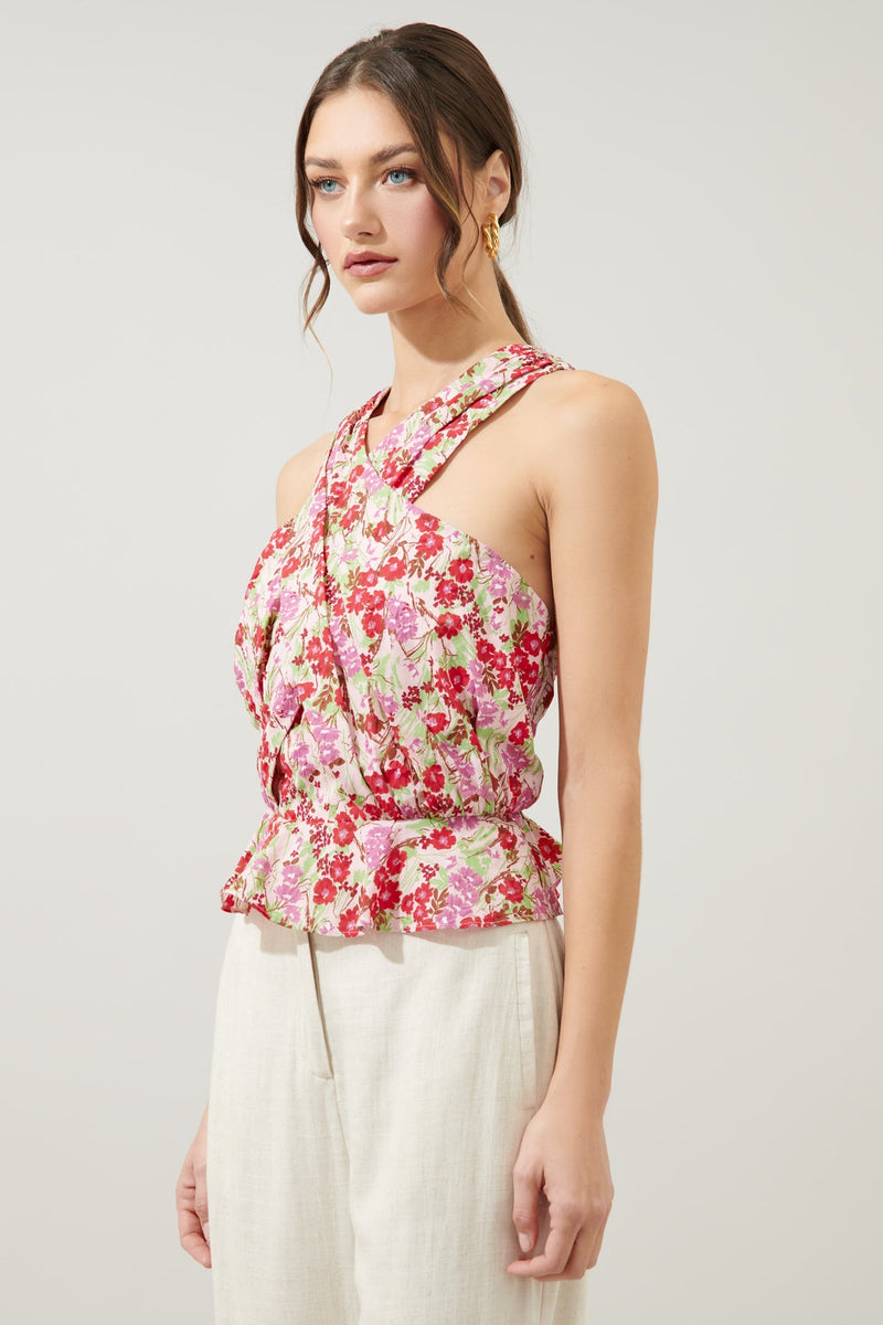 Dione Cross Front Sleeveless Peplum Top – Sugarlips