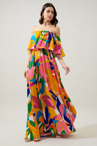 Soleil Floral Enamored Off the Shoulder Ruffle Dress