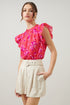 Magnolis Rhubarb Floral Veda Cap Sleeve Top