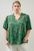 Ruya Floral Bluebay Puff Sleeve Blouse Curve