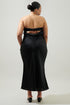 Infinite Strapless Open Back Satin Convertible Maxi Dress Curve