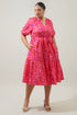 Magnolis Rhubarb Wynette Tiered Midi Dress Curve