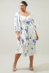 Mildred Floral Granger Puff Sleeve Midi Dress Curve