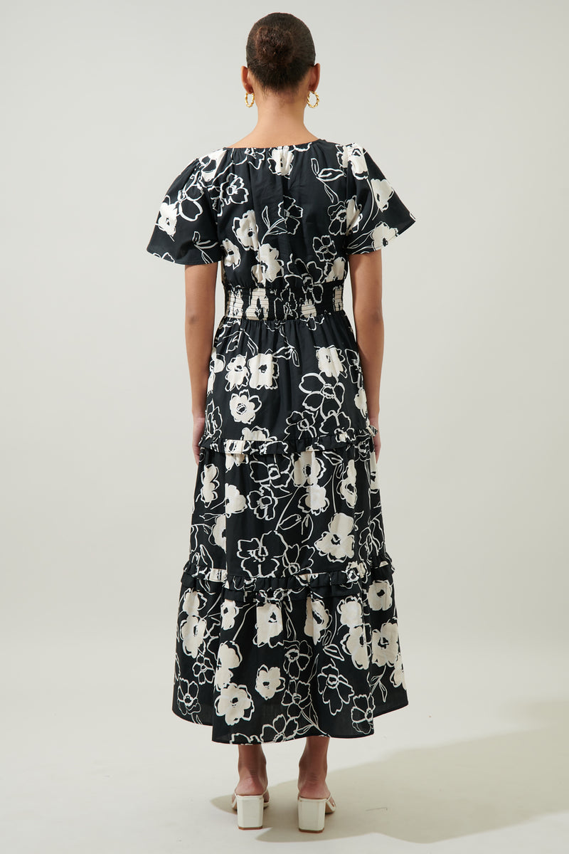 Fabienne Floral Palmer Poplin Tiered Maxi Dress – Sugarlips