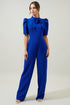 Chelsea Tie Neck Pleated Sleeve Jumpsuit