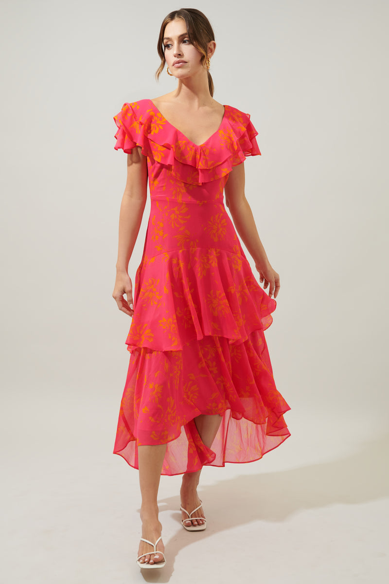 【どんぐり太郎】glossy multi ruffle dress Katja Sequin Ruffle Mini Dress | Tadashi Shoji