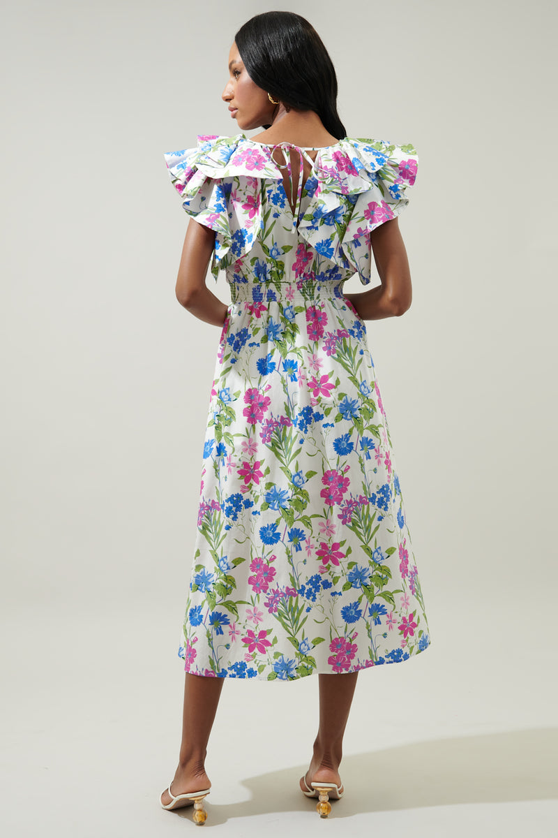 Philippa Midi Dress in Sweet Pea Bloom