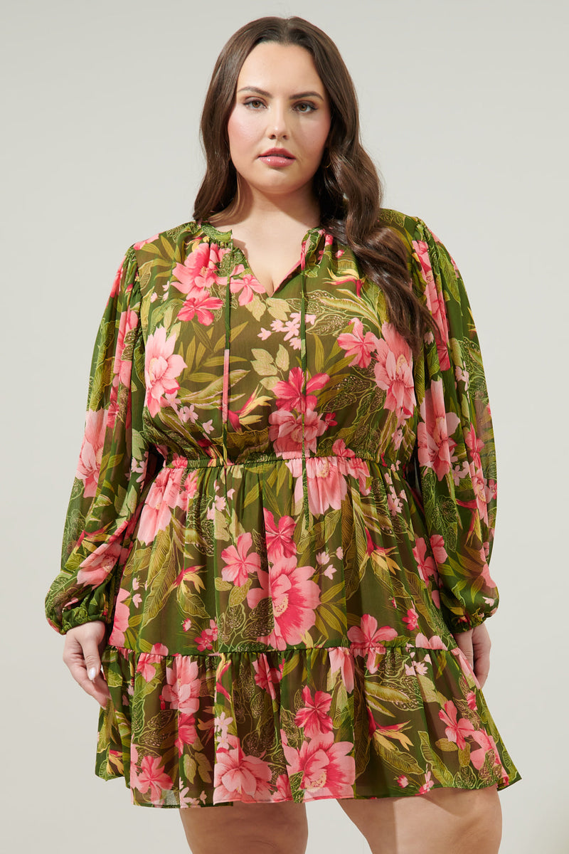 Melani Tropical Paxton Balloon Sleeve Mini Dress main image 1