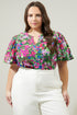 Trinity Floral Chrissy Split Neck Top Curve