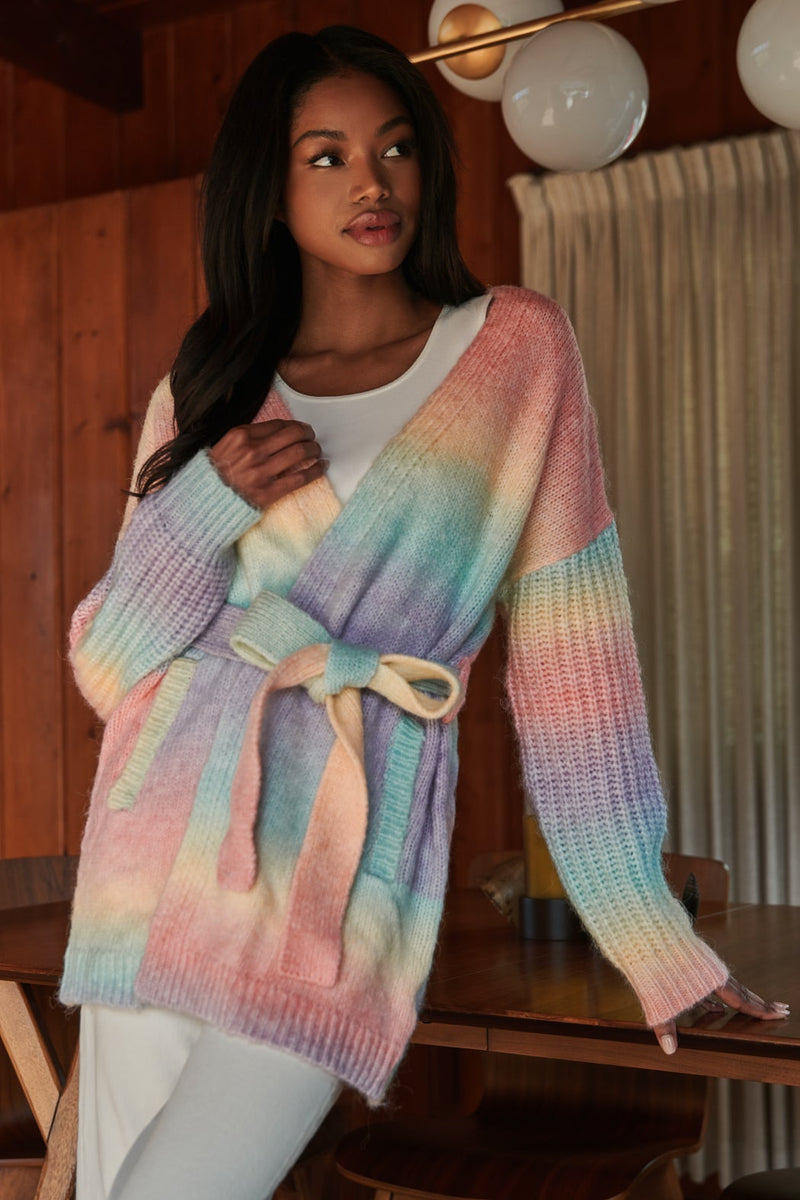 Cielo Rainbow Knit Robe Cardigan – Sugarlips