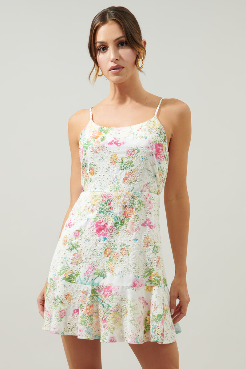 Sommerset Floral Eyelet Mini Dress – Sugarlips